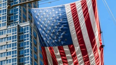 Usa Flag and Skyscrapers